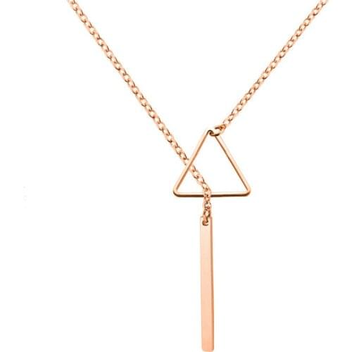 1Pair Geometric Triangle Long Tassel Titanium Steel Necklace Stainless Steel Rose Gold Female Necklace