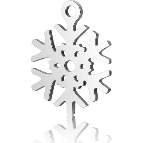 10pcs/lot 11.7*15.4mm Stainless Steel Snow Pendant Charms with Hook for DIY Necklace Findings Crafts Jewelry Making Gift