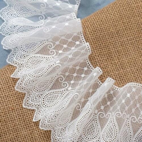2yards/length 10.5cm Wide Polyester Embroidery Mesh Lace Accessories High-quality Seaming DIY Handmade Clothing Fabric Materials