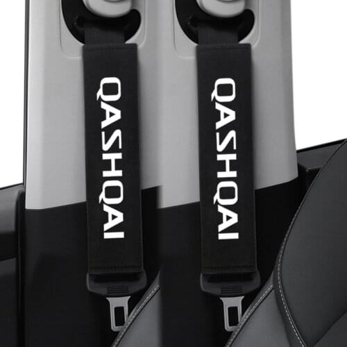 2pcs Auto Shoulder Pads Cover Case for Nissan Qashqai Nismo Juke Note Navara Leaf Car Emblem Accessories Car Seat Belt Cover