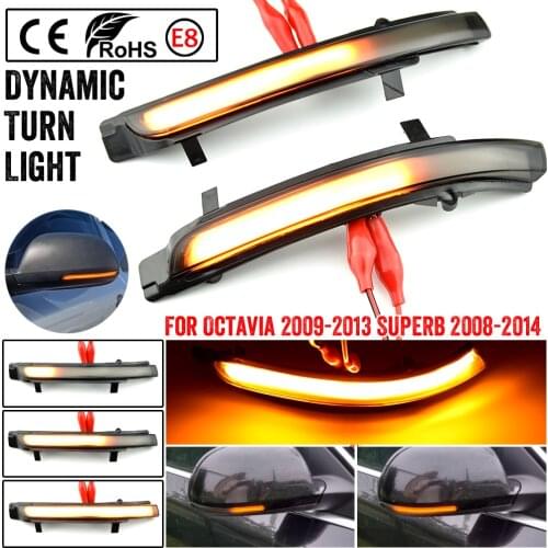 2 pieces For Skoda Octavia 2009-2013 SUPERB 2008-2014 Dynamic LED Turn Signal Blinker Sequential Indicator Mirror Flasher Light