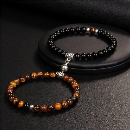 2pcs/set Magnet Bracelet Couple Vintage Matching Bracelet Stone Distance Paired Bracelets Friendship Lovers Jewelry Valentines