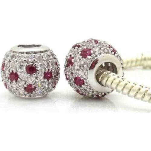 2020 New Silver Color Micro Pave Zircon European Beads Fits For pandora Charm Bracelets necklaces & pendants diy accessories