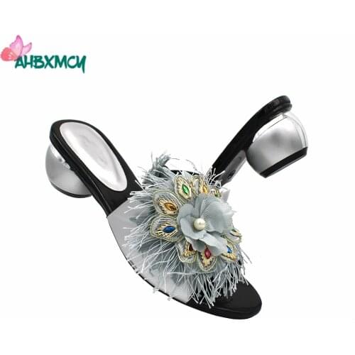 2021 Silver Color High Quality with Platform Nigerian Women Shoes Slingbacks Slipper For Wedding Party Italian Design Shoes