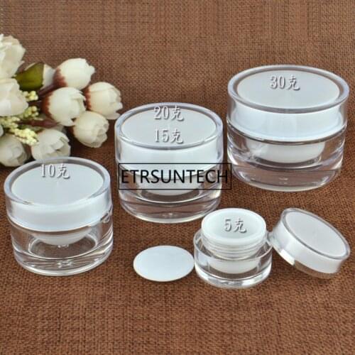 5 10 15 20 30 50g Empty Clear Upscale Refillable Acrylic Makeup Cosmetic Face Cream Lotion Jar Pot Bottle with liners F1818