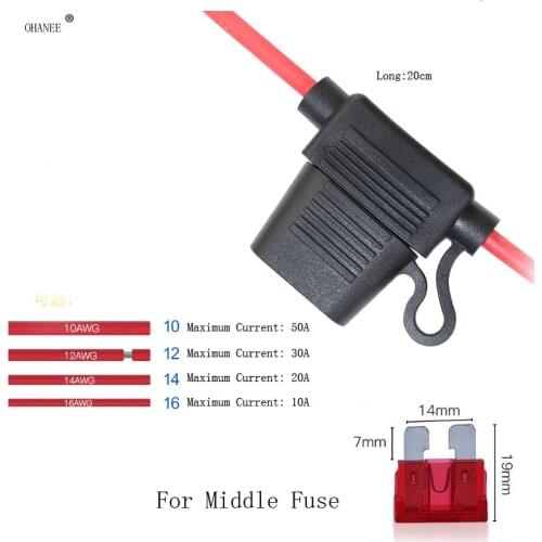 5pcs In Line Car Middle Blade Fuse Holder Splash-proof for 12V 50A 30A 20A 10A Fuses Automotive Fuse Holder