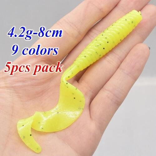 5pcs/lot Soft Fishing Lures Fish Larvae Bass Wobbler Bait Swimbait Artificial Silicone Bait Freshwater Fishing Tackle