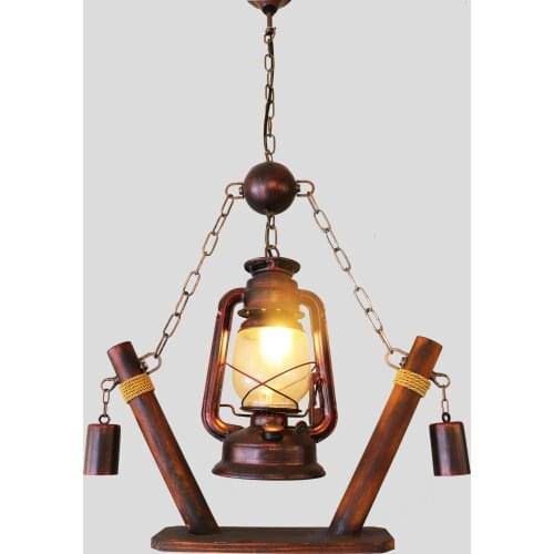 Artpad Industrial Wooden Retro Rustic Pendant Light Bedroom Restaurant Cafe Old Design Kerosene Hanging Lamp E27 Lamp Holder