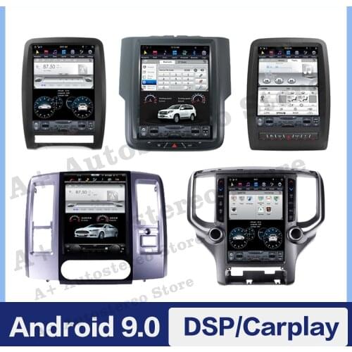 4+128G Tesla Screen For 2018 2019 2020 Dodge RAM 1500 Android 9 Car Multimedia Player GPS Navi Audio Radio Auto Stereo Head Unit