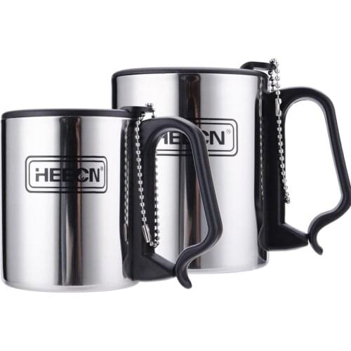 Free shiping HEECN Double wall Camping Outdoor Stainless Steel Mug with Lids 300ml/10oz 220ml/8oz