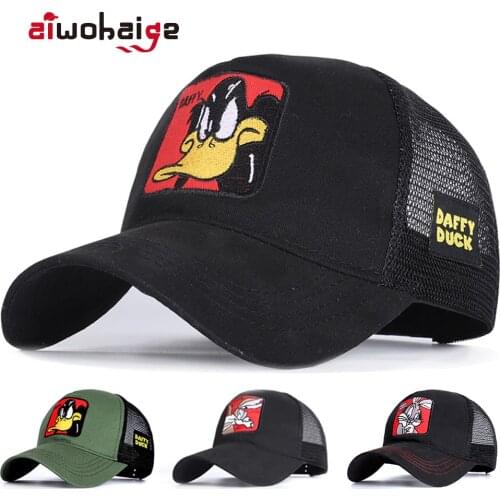 New Animals Donald Duck Embroidery Mens Baseball Cap Women Snapback Hip Hop cap Summer Mesh hat trucker cap gorra dad hat Bone