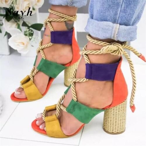 Women Sandals Lace Up Bandage High Heels Shoes Woman Peep Toe Stiletto Sexy Women Heels Party Pumps Women