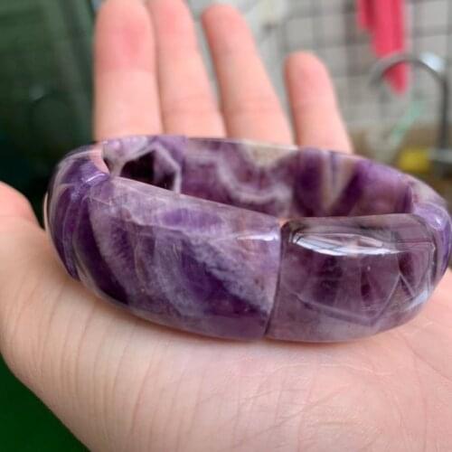 Natural amethysta stone beads bangle natural gem stone bracelet charming DIY jewelry for woman for gift wholesale