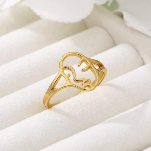 Human Face Rings For Women Stainless Steel Engagement Gold Couple Ring Female Fashion Jewelry Gift Finger Ring Anillo Mujer