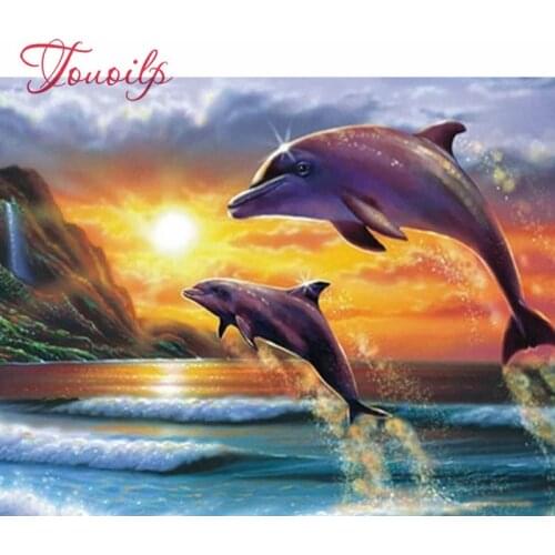 DIY Square round Full diamond embroidery diamond Animal dolphin diamond mosaic rhinestone embroidery diamond embroidery