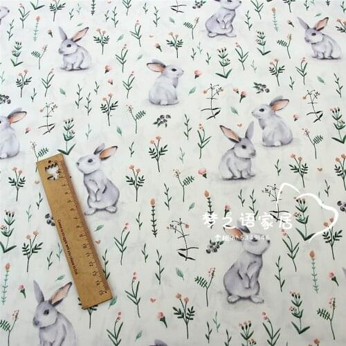 Baby&child Cartoon Rabbit Flowers Fabric,Sewing Quilting Fat Quarters Material,DIY Bedding Textile 100% Cotton Fabric