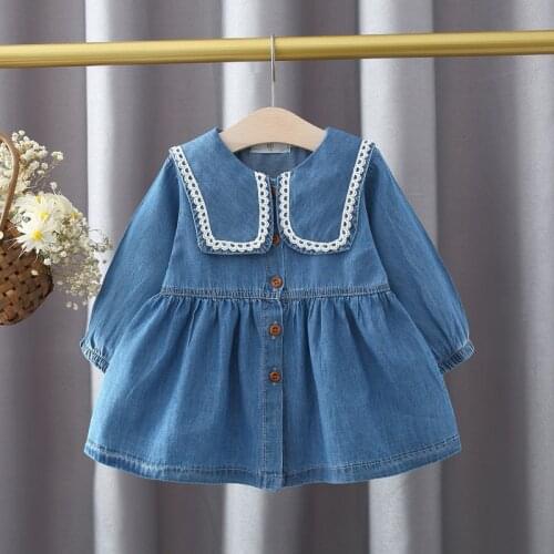 2021 New 9 12 18 24 M Girls' Baby Birthday Denim Dress Dresses for newborn Baby Girls' Clothing spring fall costume dress