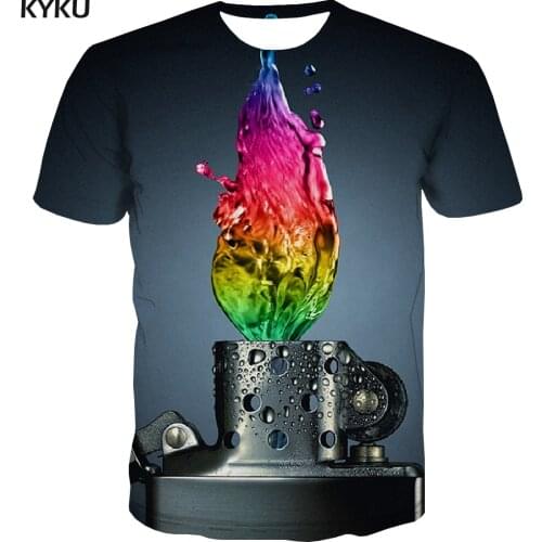 3d Tshirt Flame T-shirt Men Colorful Funny T shirts Lighter Tshirt Printed Harajuku Shirt Print Mens Clothing summer Printed