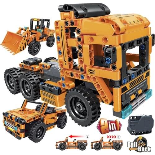 City Assembled Off-Road Vehicle 7085 Bulldozer Small Particles 499PCS 2 In 1 Truck Toy Building Block Car Set Boy Toy Gift