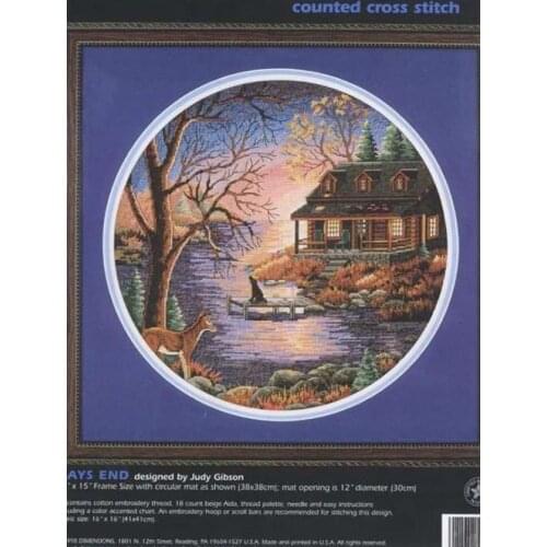 COTTON Popular Counted Cross Stitch Kit Days End Sunset Wolf Deer by the Lake dim 03890 3890