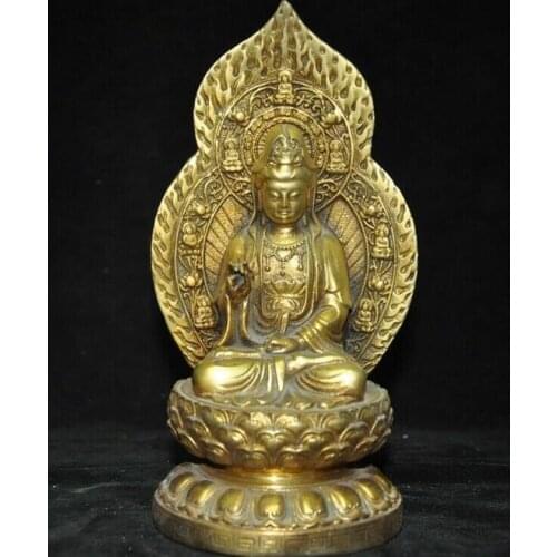 China Buddhism temple bronze Gilt Kwna-yin Guanyin Bodhisattva God Buddha statue