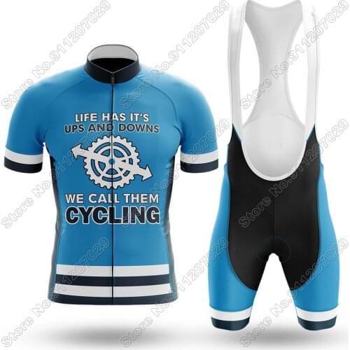 Ups And Downs 2021 Mens Cycling Jersey Set Summer Cycling Clothing Men Road Bike Shirts Suit Bicycle Bib Shorts MTB Wear Maillot