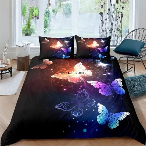 3D Psychedelic Butterfly Print Bedding Set 2/3Pcs Duvet Cover with Pillowcase Single Twin Double Full Queen King Size