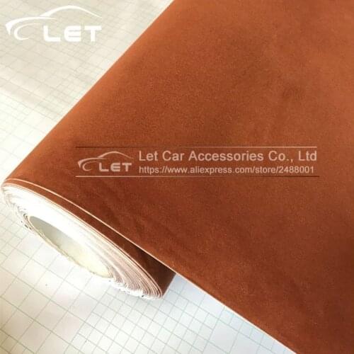 Brown Velvet Fabric Velvet Film Suede Film Car Sticker With Bubble Car Interior Sticker Car Body Decoration