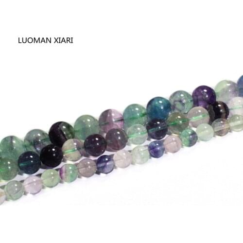 LUOMAN XIARI Round Natural Fluorite Stone Beads For Jewelry Making DIY Bracelet Necklace Material 4/6/8/10/12 mm Strand 15
