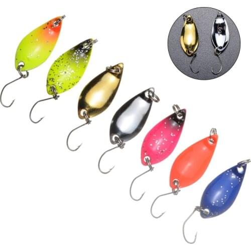 Mayitr 7Pcs Colorful Spoon Fishing Baits Spoons Trout Artificial Lures Fishing Spinner Bait Single Hook Tackle 3cm/5g
