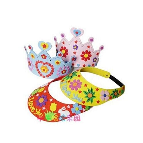 Cartoon Intellectual develop Kids Imperial crown DIY sewing bag Puzzle Kindergarden EVA Handmade Crafts Children gift AU076