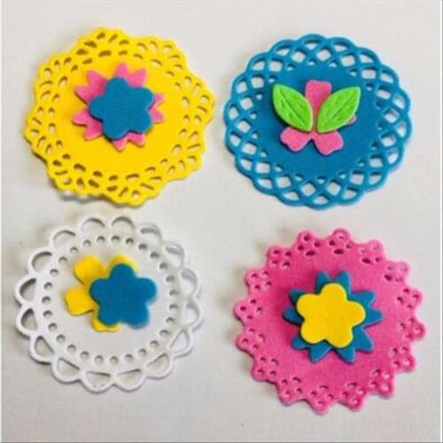 2021 New 4Pcs Mini Lace Doily Circle Metal Cutting Dies Scrapbooking Craft Dies Making Paper Art Diy Embossing