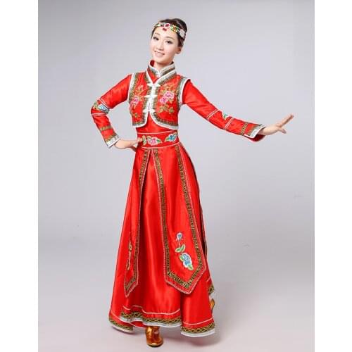 New Ladies Mongolian Top Bowl Dance Performance Costume Female Red Dress Stage Performance Clothing Blue Mongolian Dress