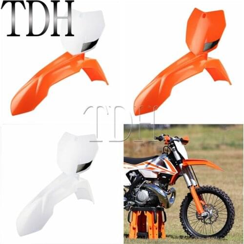 Motorcycle Front Fender + Front Number Plate Motocross Enduro Supermoto Dirt Bike For XC SX SX-F EXC-F XC-W 150 200 350 500