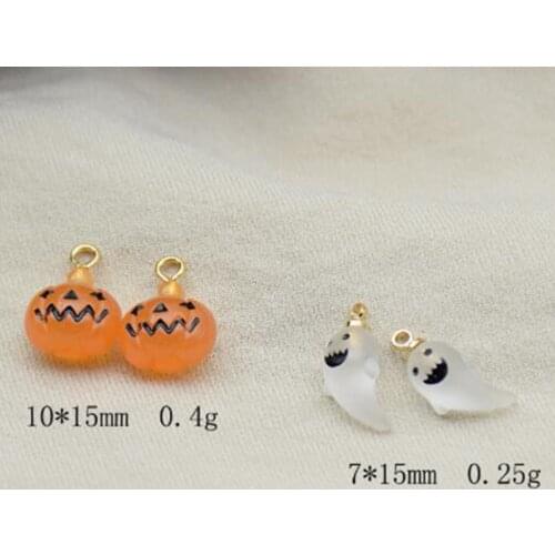 Acrylic Resin Halloween Spooky Pumpkin Pendant Charms 10pcs/lot For DIY Fashion Jewelry Making Finding Accessories