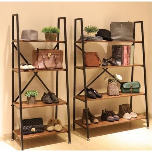 Clothing store shoe rack bag storage display shelf shoe store display shelf shoe bag cabinet multi-layer retro iron shelf