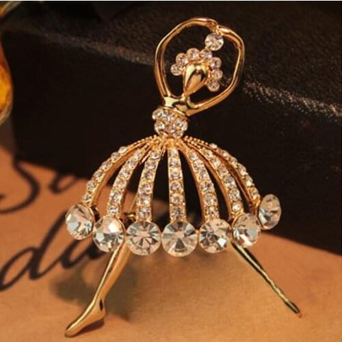 Pop Creative Dancing Girl Brooches for Women Shinny Rhinestone Sexy Party Brooches Women Jewelry Girls Gift
