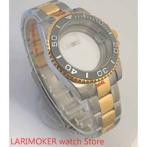 Transparent back 40mm sapphire glass case with 904L stainless steel bracelet with ETA NH36 MH35 cases Silver gray bezel