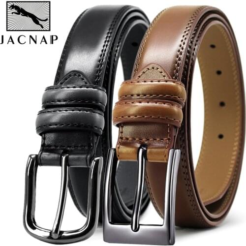 JACNAIP Mens Leather Belt Pin Buckle Belt Cowboy Adjustable Strap Luxury Leisure Metal Buckle Belts for Men belts male