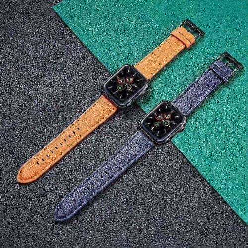 Genuine Leather Solid Color Loop Band Wrist Strap for Apple Watch Series 6 5 4 3 2 1
