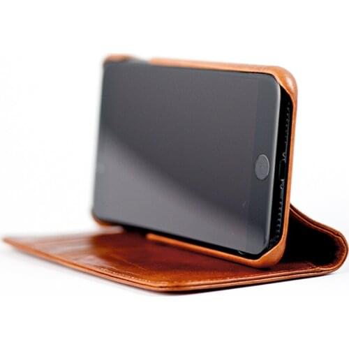 Luxury Italian vegetable tanned Leather Flip Case For iphone 8 7 Plus coque funda Wallet Phone Cover for iPhone SE dropship