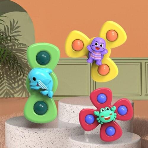 Cute Kids Toy ABS Fidget Spinner Cartoon Infant Dining Chair Sucker Reassure Toddler Relief Stress Educational Baby Bath Toys