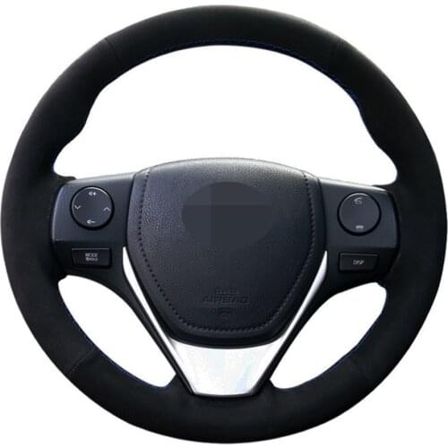 Car Steering Wheel Cover DIY Hand-stitched Black Suede For Toyota RAV4 2013-2019 Corolla 2014-2019 Auris 2013-2016 Scion iM 2016
