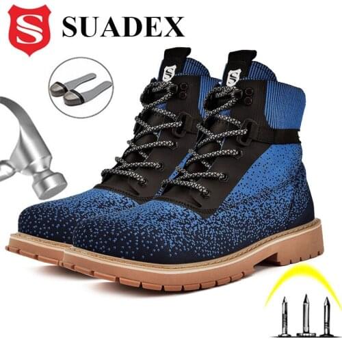 SUADEX Safety Shoes Men Steel Toe Cap Footwear Anti-puncture Work Boots Lightweight Safety Indestructible Shoes Plus Size 40-46