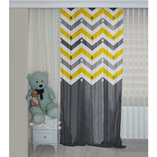 Chevron Patterned Background Curtain velvet curtain kids room drape Stars