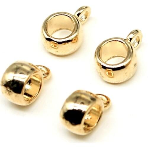 WYSIWYG 50pcs 4x6x8mm Glossy Spacers Beads Bail For Jewelry Making KC Gold Color Glossy Bail Beads Charm