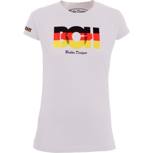 Bichon Designs T-shirt women short sleeve, Casual design line flags and countries Germany women and girl
