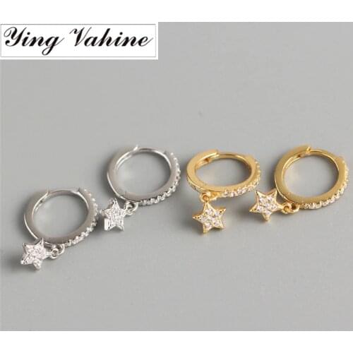 Ying Vahine 100% 925 Sterling Silver Five-Pointed Star Pendant Stud Earrings for Women