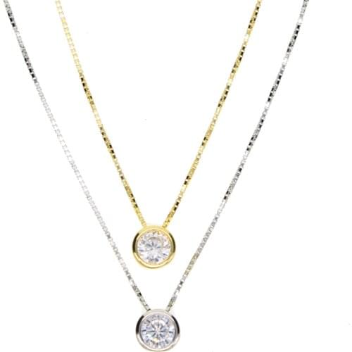 2 Colors 925 Sterling Silver Simple Round Choker Necklace Surround White Cz Dainty Jewery For Women Wedding Gift 2021 New