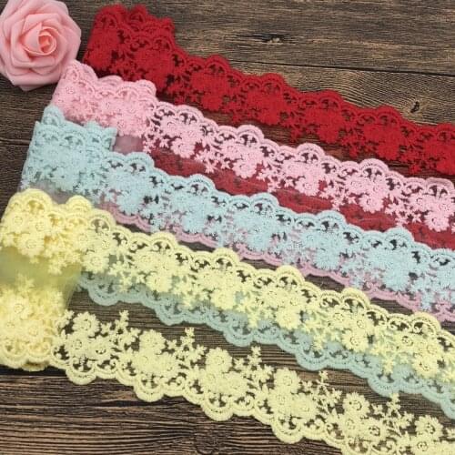 12cm*1yard water soluble cotton embroidery lace trim patches for clothing floral appliques lace trimming DIY clothes accessories